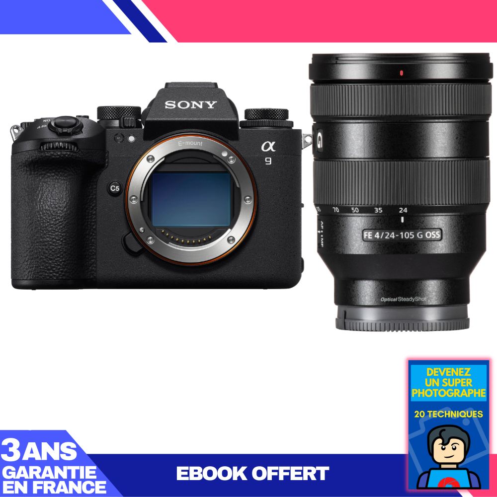 Cuerpo Sony A9 III + Lente FE 24-105mm f/4 G OSS + Ebook 'Conviértase en un fotógrafo super'
