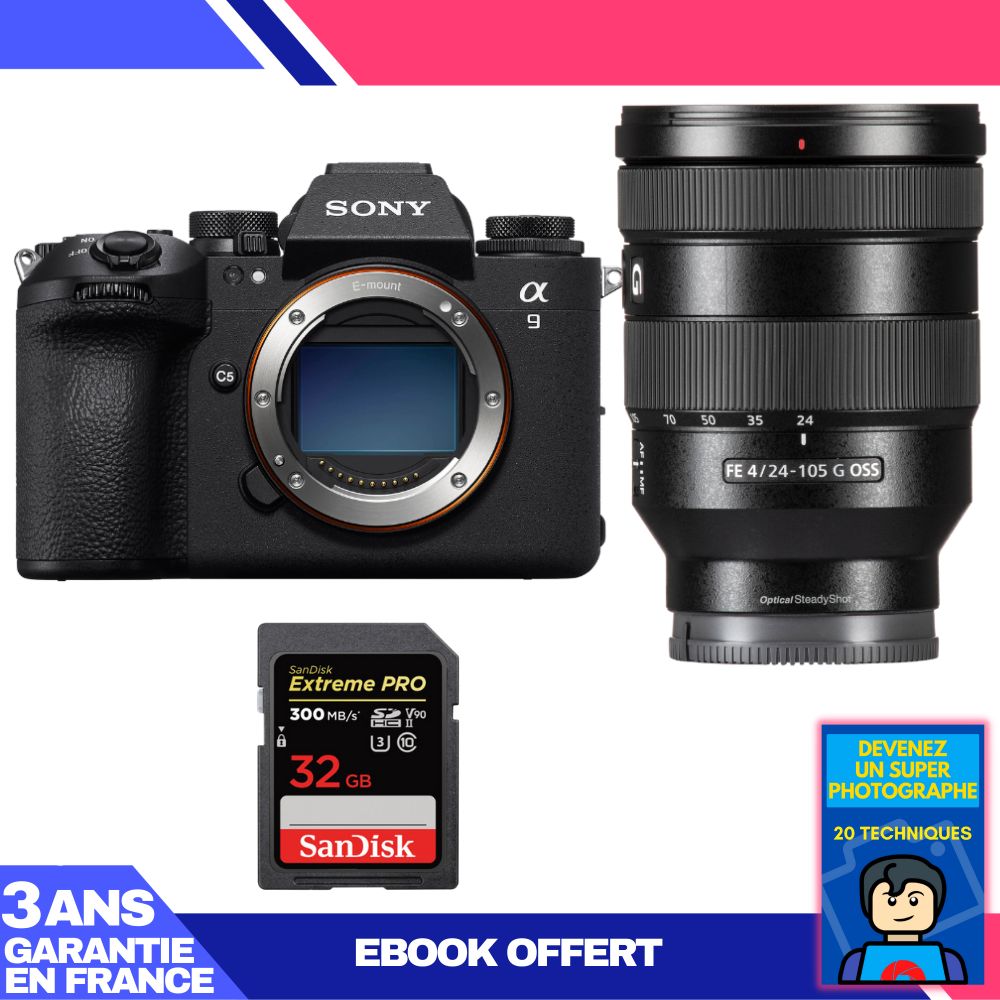 Sony A9 III Body + FE 24-105mm f/4 G OSS + 1x SanDisk 32GB Extreme PRO UHS-II SDXC Card (300MB/s) + Ebook 'Become a Super Photographer'