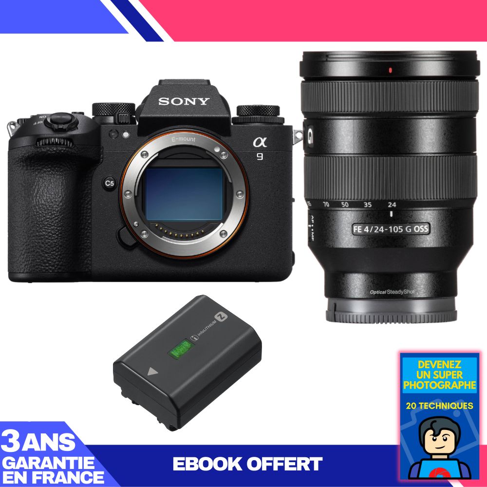 Sony A9 III Body + FE 24-105mm f/4 G OSS Lens + Sony NP-FZ100 Battery + 'Become a Super Photographer' Ebook