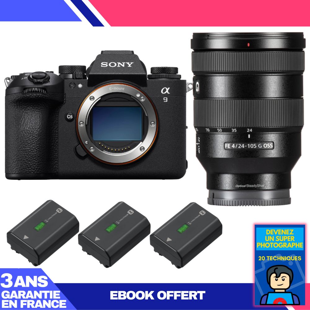 Sony A9 III Body + FE 24-105mm f/4 G OSS + 3 Sony NP-FZ100 + Ebook 'Become a Super Photographer'
