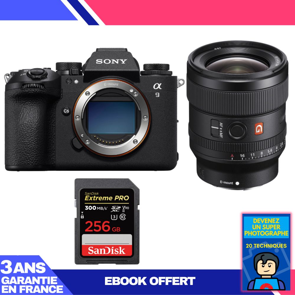 Appareil photo Sony A9 III + Objectif FE 24mm f/1.4 GM + Carte SDXC SanDisk 256 Go Extreme PRO UHS-II 300 Mo/s + Ebook 'Devenez un super photographe'