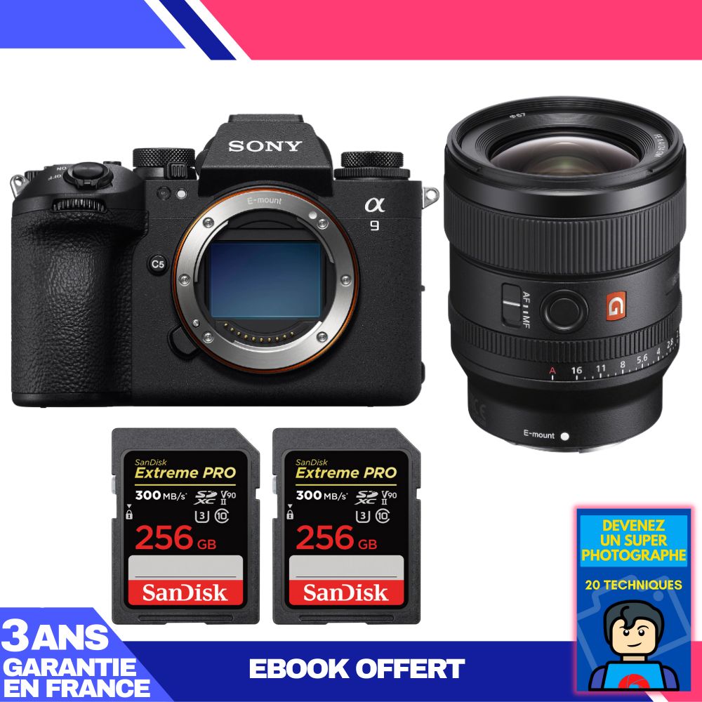 Sony A9 III Camera Kit with FE 24mm f/1.4 GM Lens + 2x SanDisk 256GB Extreme PRO SD Cards + 'Become a Super Photographer' Ebook