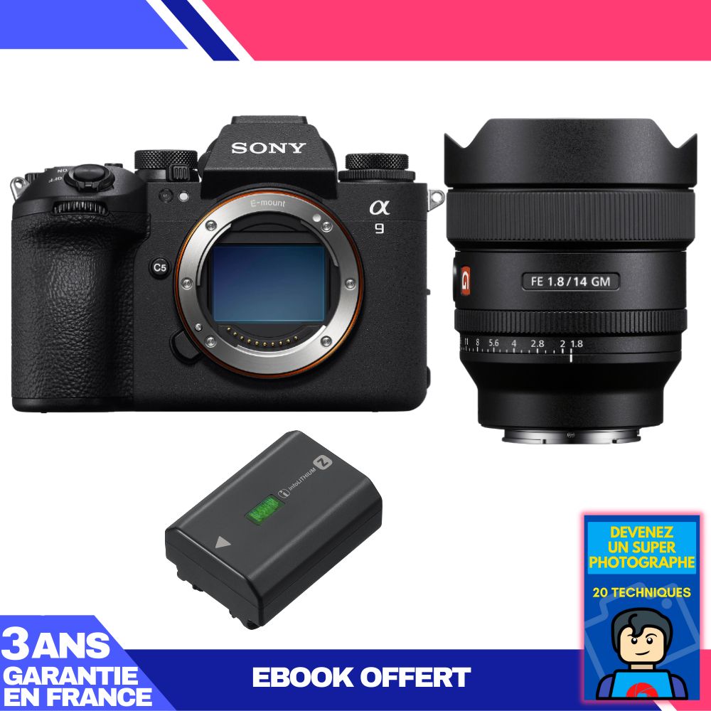 Sony A9 III Camera + FE 14mm f/1.8 GM Lens + Sony NP-FZ100 Battery + 'Become a Super Photographer' Ebook