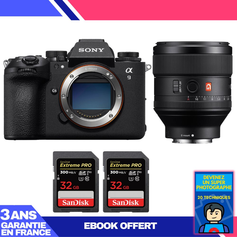 Sony A9 III Body + FE 85mm f/1.4 GM Lens + 2x SanDisk 32GB Extreme PRO UHS-II SDXC Cards + 'Become a Super Photographer' Ebook