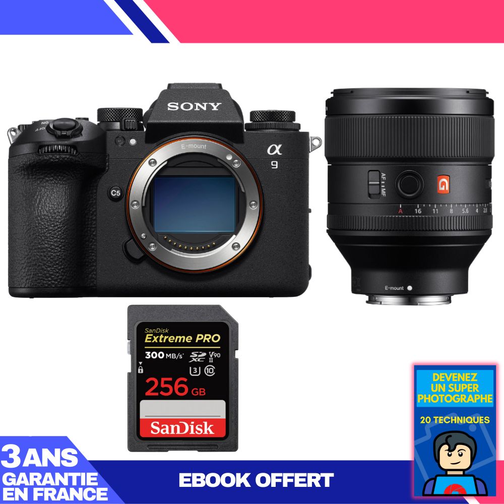 Sony A9 III Camera + FE 85mm f/1.4 GM Lens + 256GB SanDisk Extreme PRO SDXC Card + 'Become a Super Photographer' Ebook