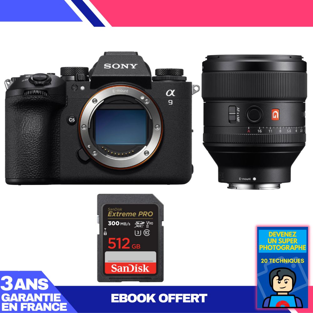 Sony A9 III Camera + FE 85mm f/1.4 GM Lens + 512GB SanDisk Extreme PRO SD Card + 'Become a Super Photographer' Ebook