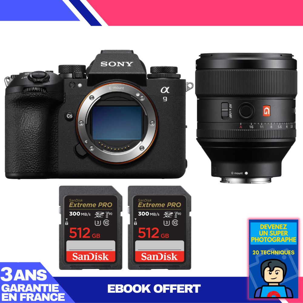 Sony A9 III Camera + FE 85mm f/1.4 GM Lens + 2x SanDisk 512GB Extreme PRO UHS-II SDXC Cards + 'Become a Super Photographer' Ebook