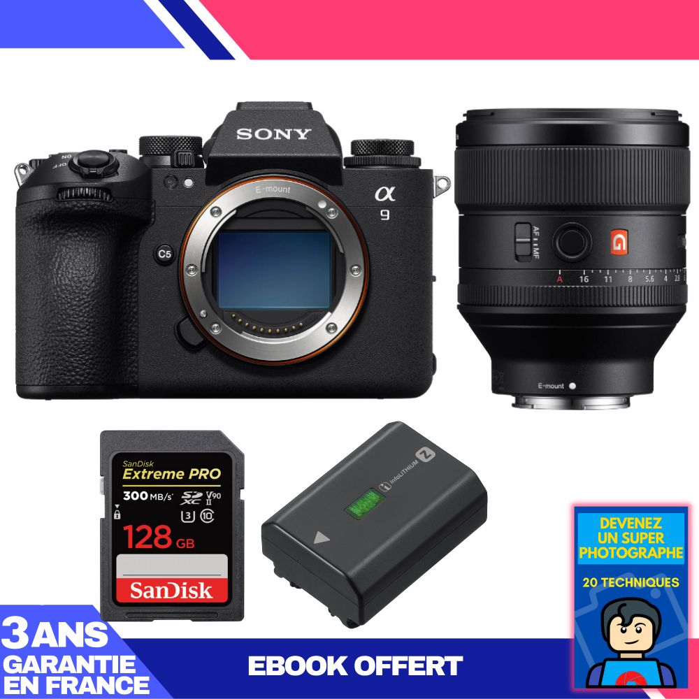 Sony A9 III Camera + FE 85mm f/1.4 GM Lens + 1x SanDisk 128GB Extreme PRO UHS-II SDXC Card 300MB/s + 1x Sony NP-FZ100 Battery + Ebook 'Devenez Un Super Photographe',