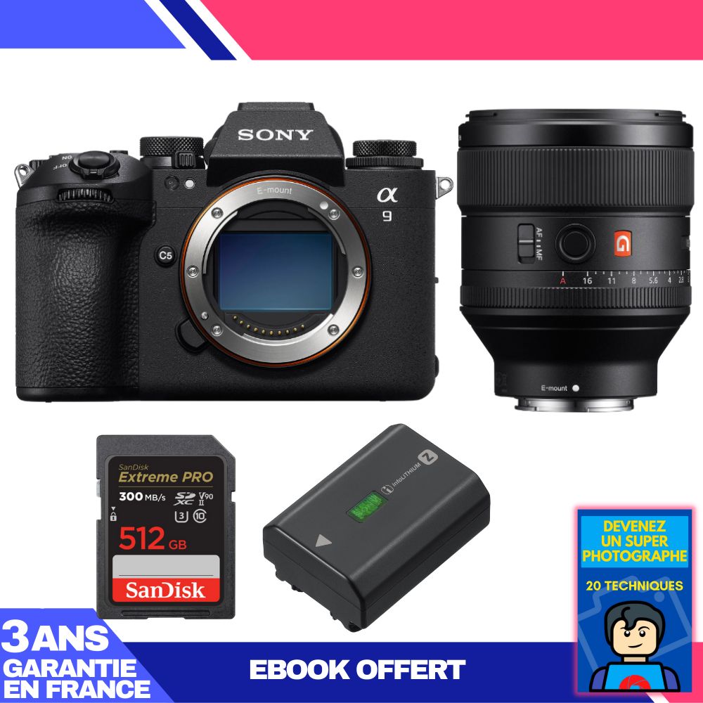 Sony A9 III Camera + FE 85mm f/1.4 GM Lens + 1 SanDisk 512GB Extreme PRO UHS-II SDXC Card + 1 Sony NP-FZ100 Battery + 'Become a Super Photographer' Ebook