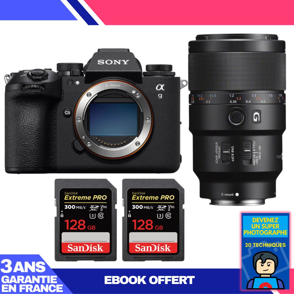 Sony A9 III + FE 90mm f/2.8 Macro G OSS Lens + 2x SanDisk 128GB Extreme PRO UHS-II SDXC Cards + 'Become a Super Photographer' Ebook