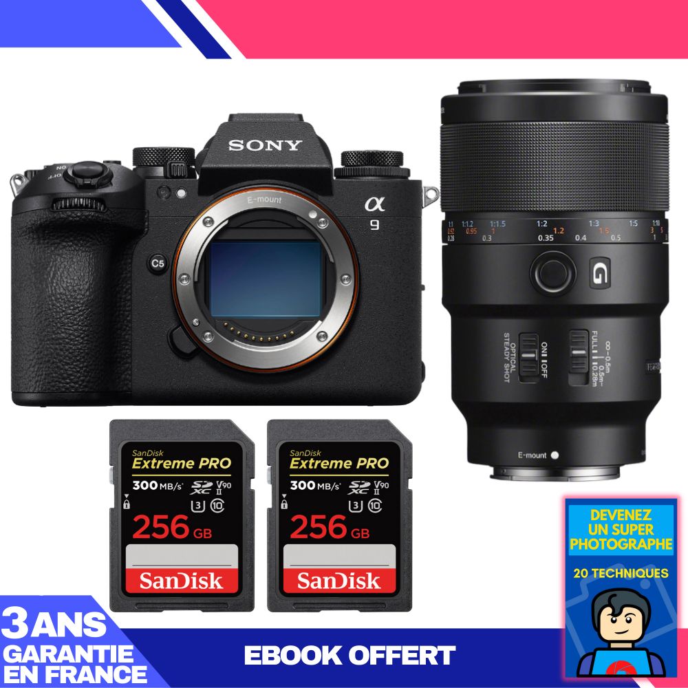 Sony A9 III + FE 90mm f/2.8 Macro G OSS Lens + 2x SanDisk 256GB Extreme PRO UHS-II SDXC Cards + 'Become a Super Photographer' Ebook