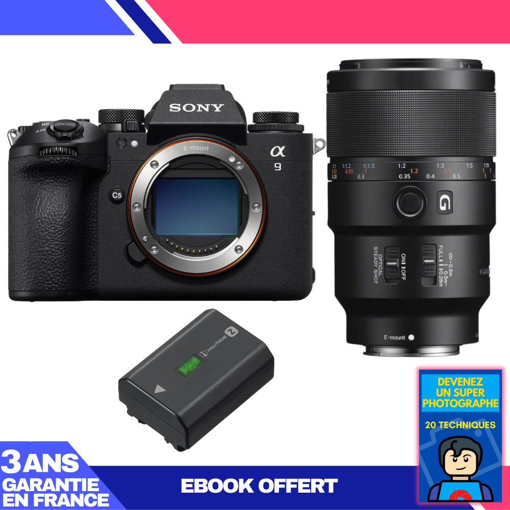 Sony A9 III Body + FE 90mm f/2.8 Macro G OSS + 1 Sony NP-FZ100 + 'Become a Super Photographer' Ebook