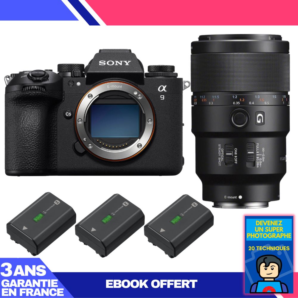 Sony A9 III Body + FE 90mm f/2.8 Macro G OSS Lens + 3x NP-FZ100 Batteries + 'Become a Super Photographer' Ebook