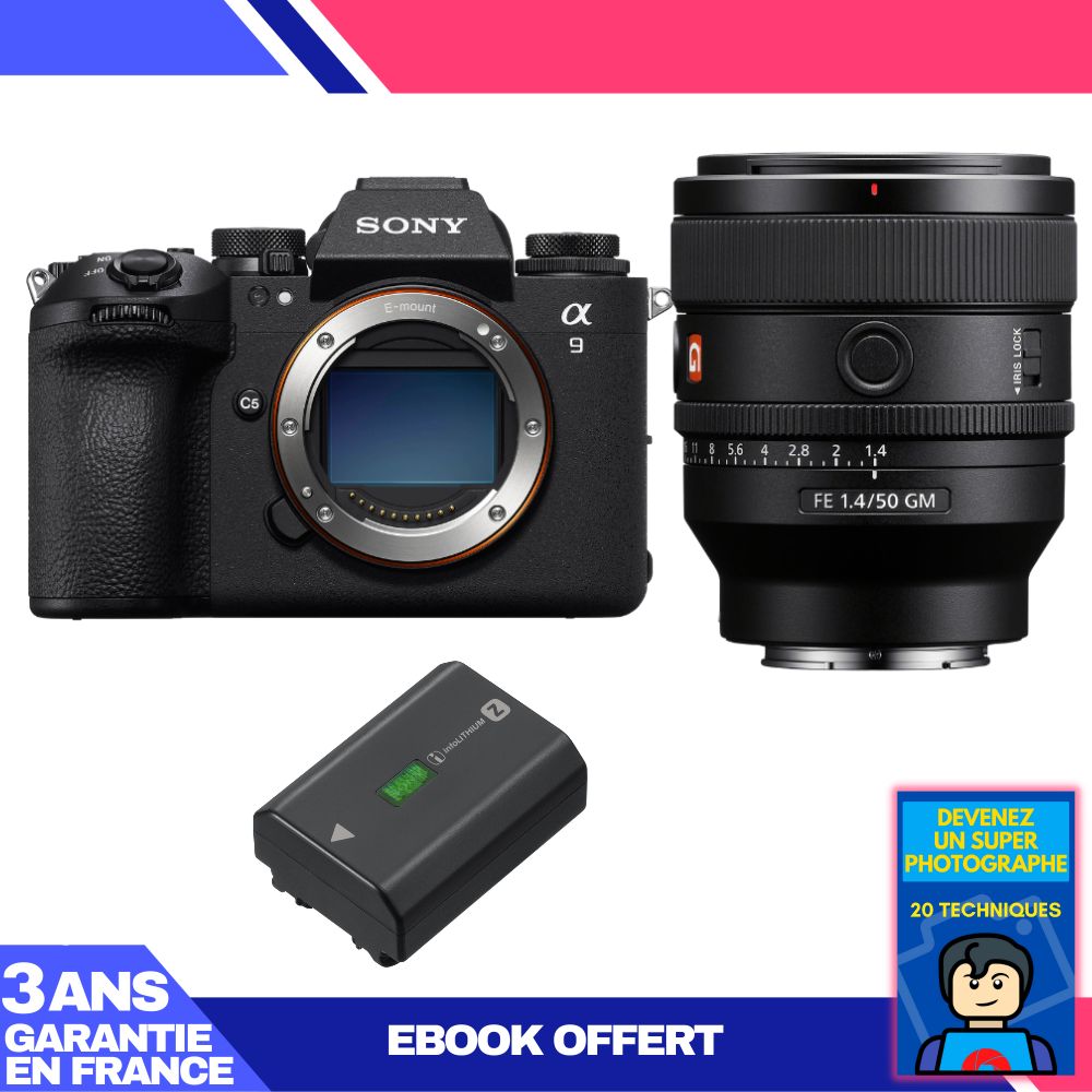Sony A9 III Body + FE 50mm f/1.4 GM Lens + Sony NP-FZ100 Battery + 'Become a Super Photographer' Ebook