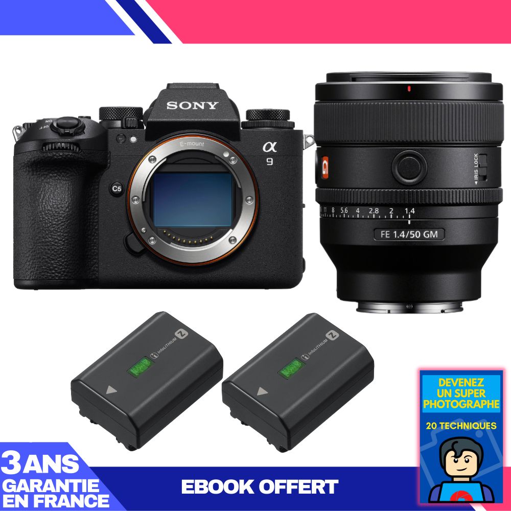Sony A9 III Body + FE 50mm f/1.4 GM Lens + 2 Sony NP-FZ100 Batteries + 'Become a Super Photographer' Ebook