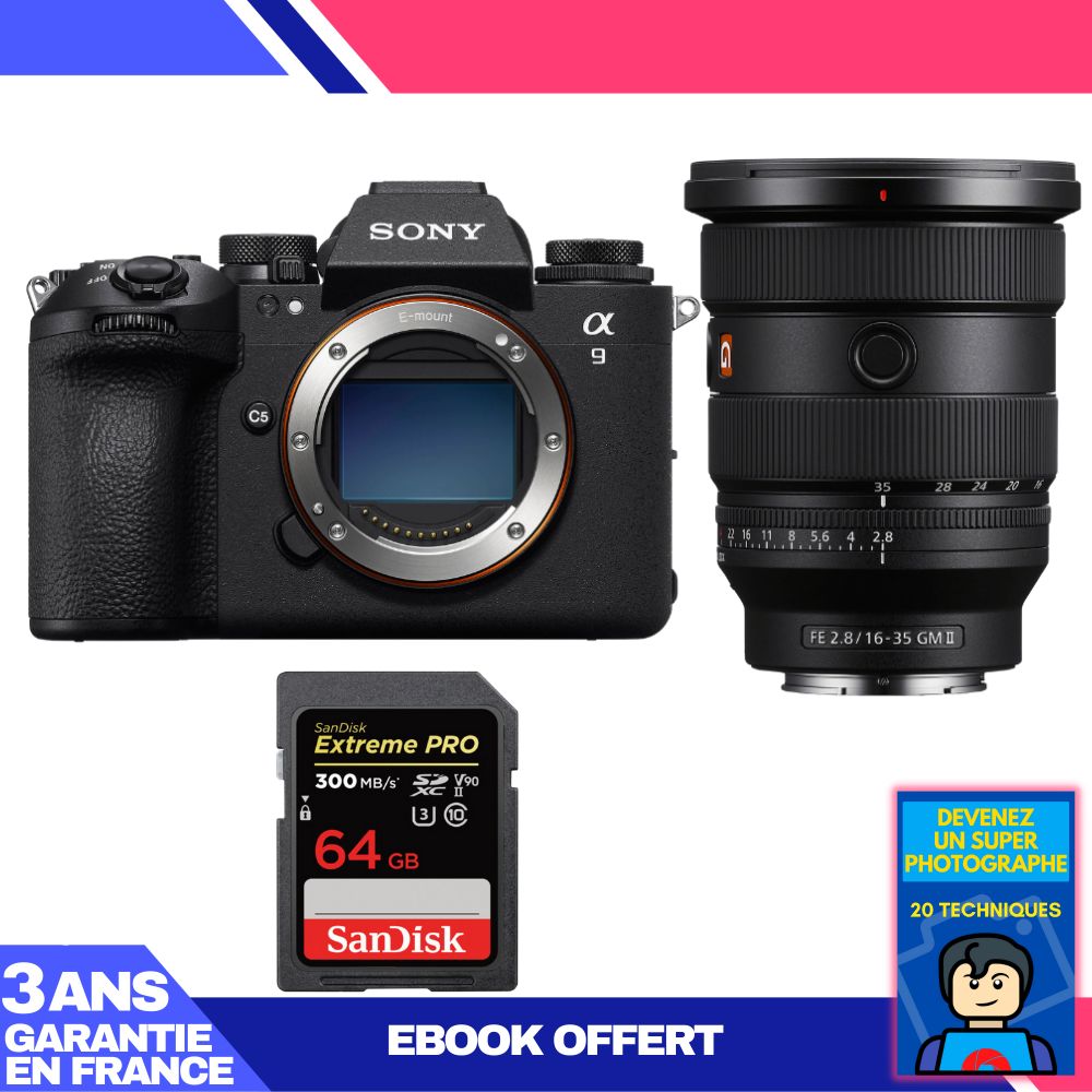 Sony A9 III Camera Kit with FE 16-35mm f/2.8 GM II Lens + 1x 64GB SanDisk Extreme PRO UHS-II SDXC Card + 'Become a Super Photographer' Ebook
