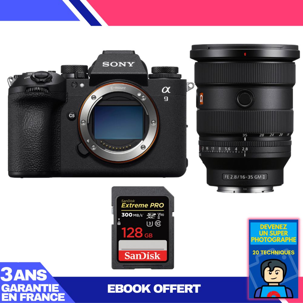 Sony A9 III Camera Kit with FE 16-35mm f/2.8 GM II Lens + SanDisk 128GB Extreme PRO SD Card + 'Become a Super Photographer' Ebook