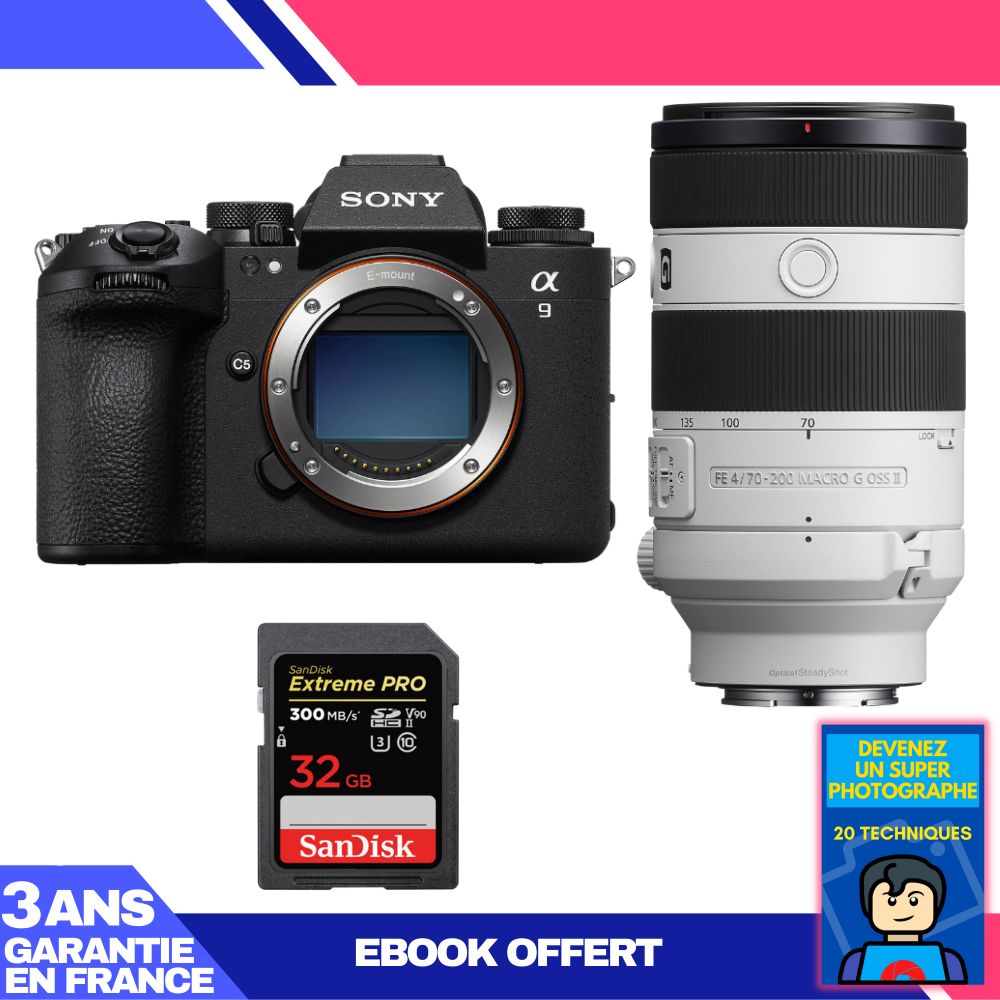 Sony A9 III + FE 70-200mm f/4 Macro G OSS II Lens + 1 SanDisk 32GB Extreme PRO UHS-II SDXC Card + 'Become a Super Photographer' Ebook