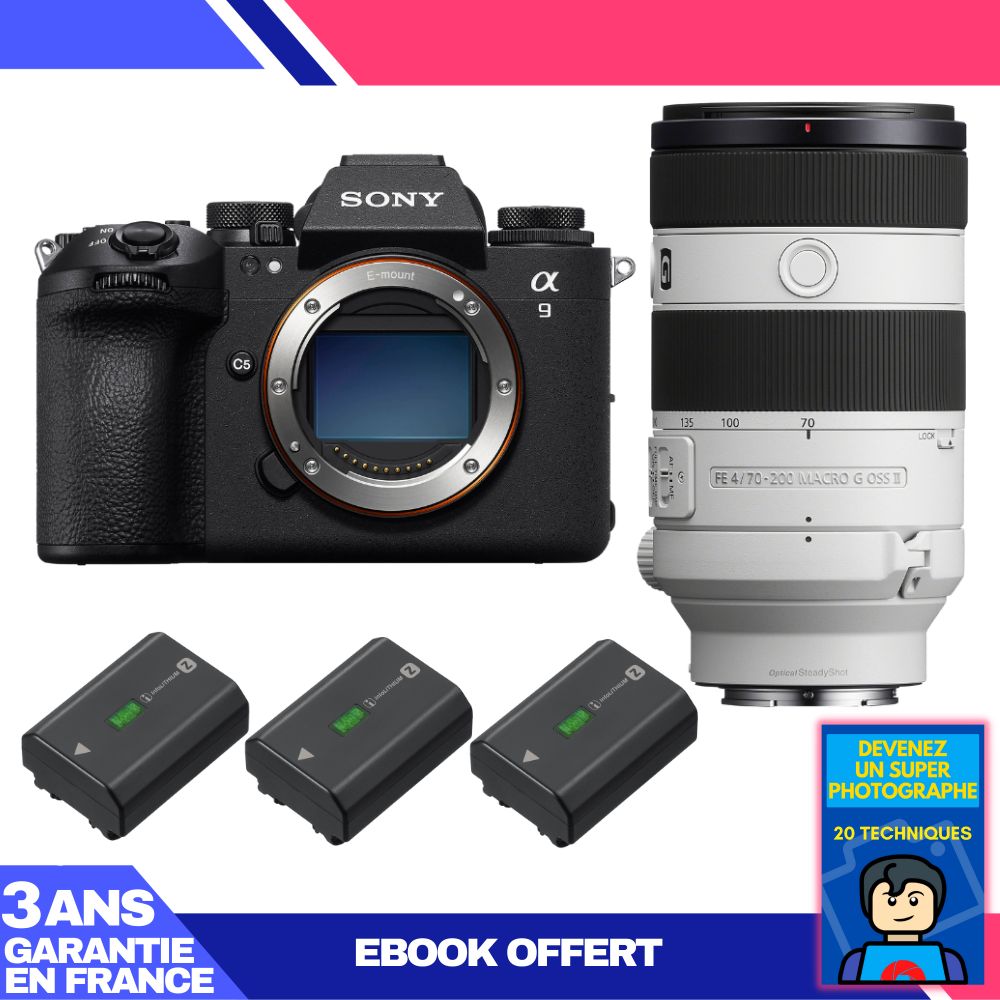 Sony A9 III Camera Kit with FE 70-200mm f/4 Macro G OSS II Lens + 3 Sony NP-FZ100 Batteries + 'Become a Super Photographer' Ebook