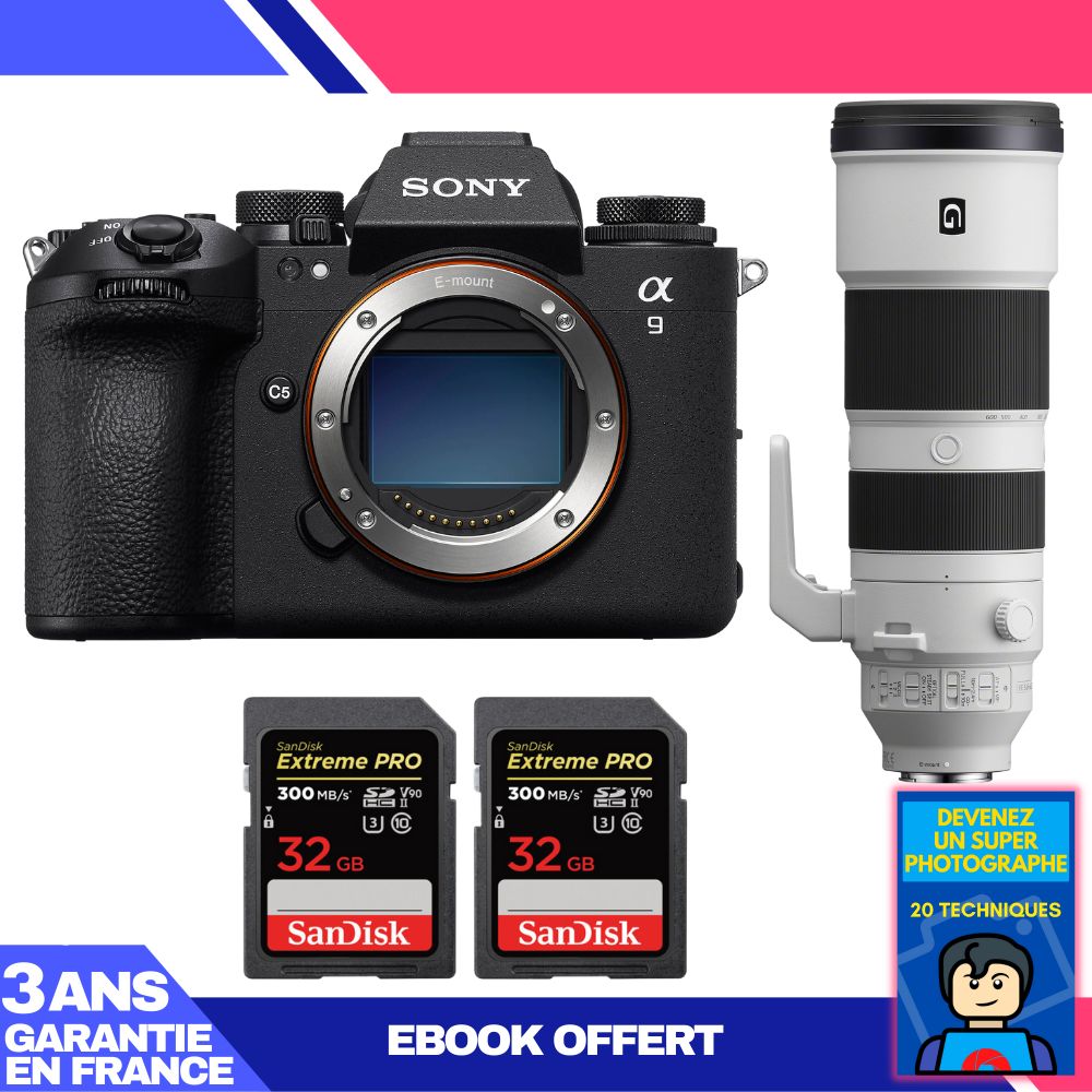 Sony A9 III Camera + FE 200-600mm f/5.6-6.3 G OSS Lens + 2x SanDisk 32GB Extreme PRO UHS-II SDXC Memory Cards