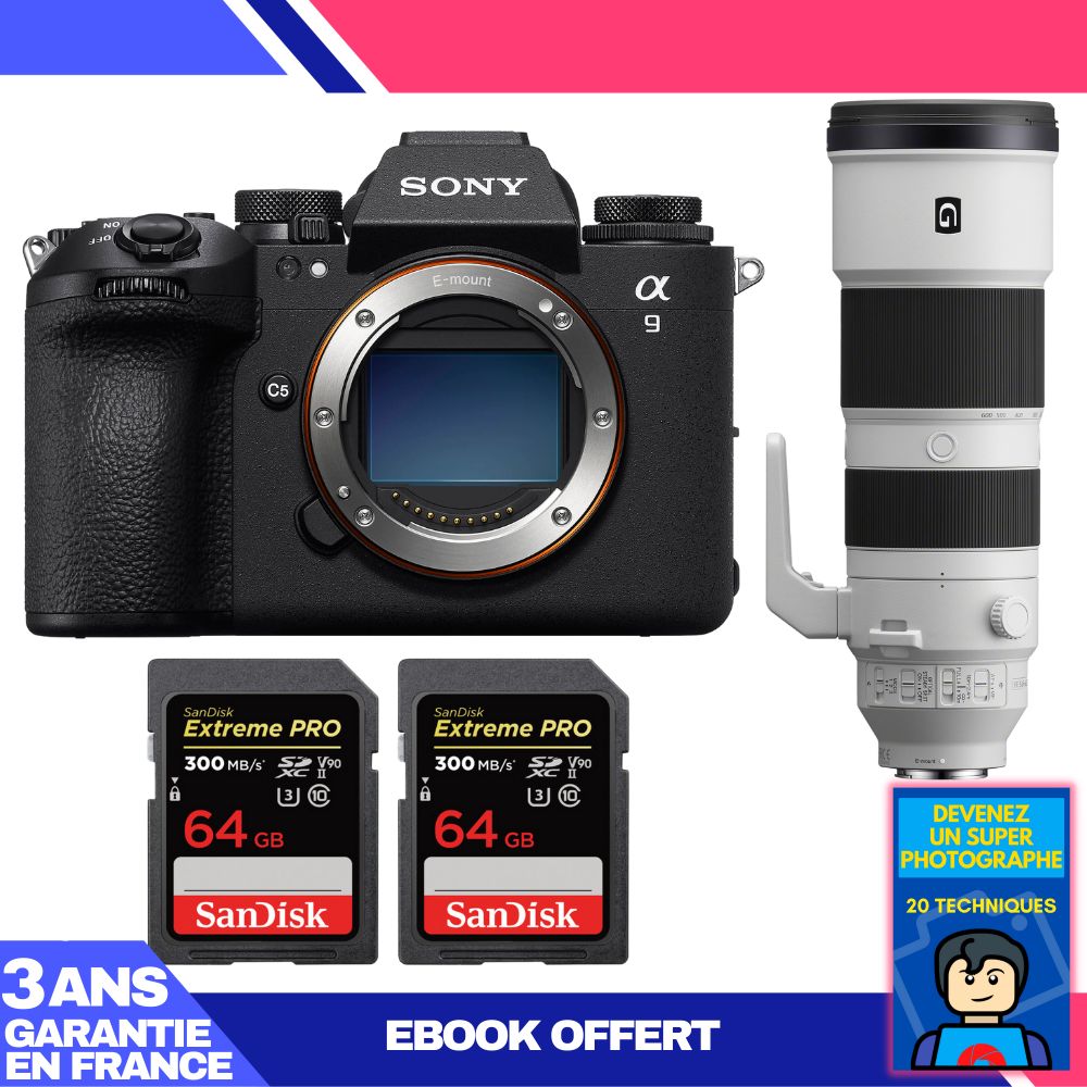 Sony A9 III Camera + FE 200-600mm f/5.6-6.3 G OSS Lens + 2 SanDisk 64GB Extreme PRO UHS-II SDXC Cards