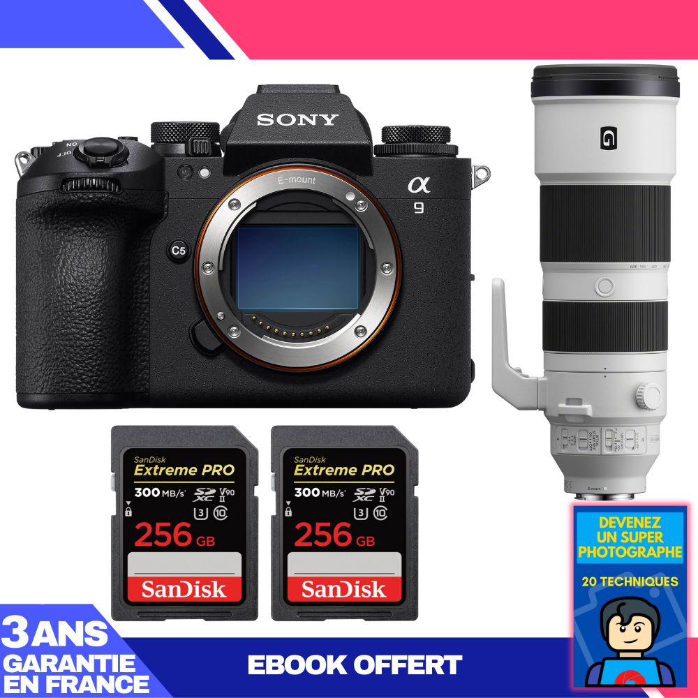 Sony A9 III Camera + FE 200-600mm f/5.6-6.3 G OSS Lens + 2 SanDisk 256GB Extreme PRO UHS-II SDXC Cards