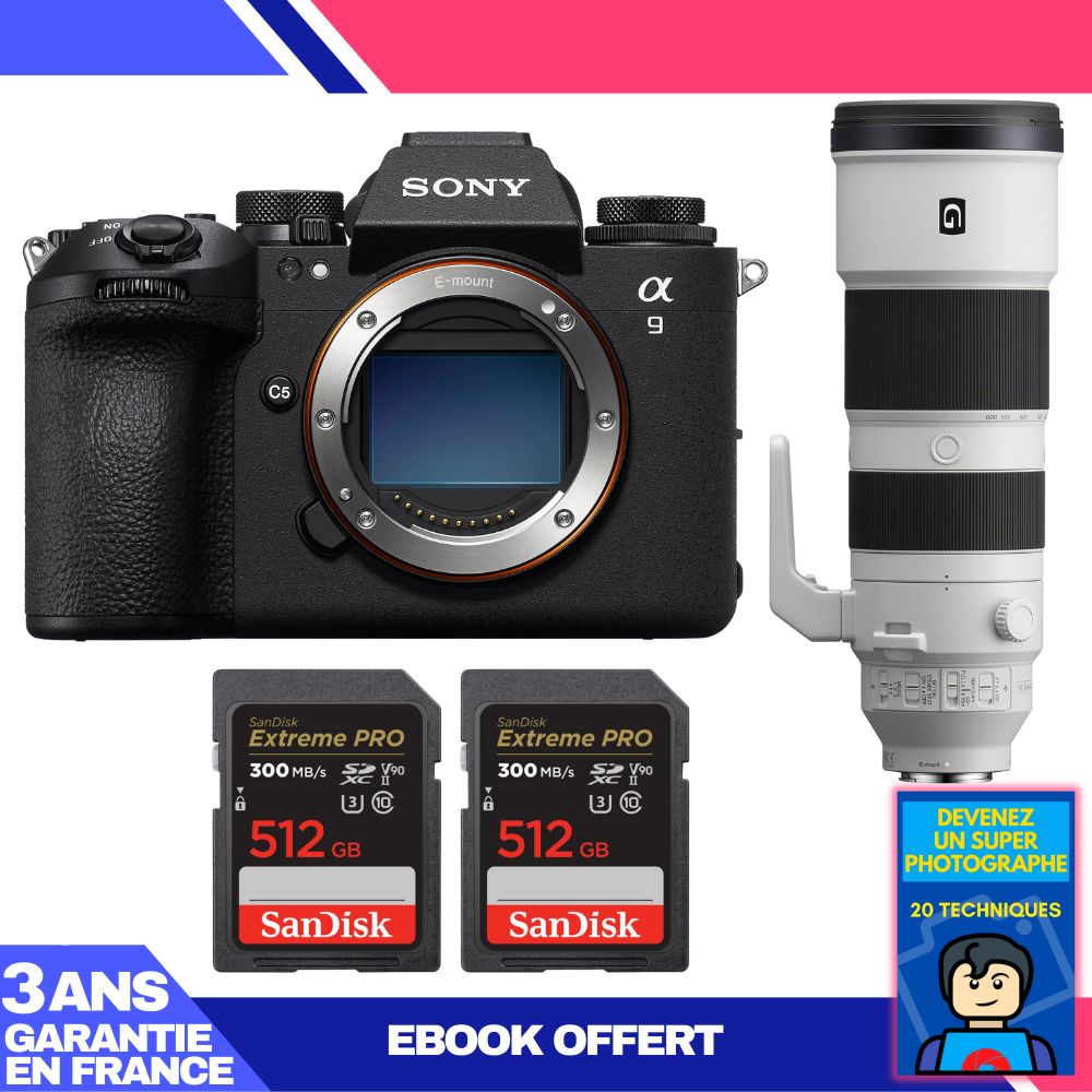Sony A9 III Camera + FE 200-600mm f/5.6-6.3 G OSS Lens + 2 SanDisk 512GB Extreme PRO UHS-II SDXC Memory Cards + 'Become a Super Photographer' Ebook