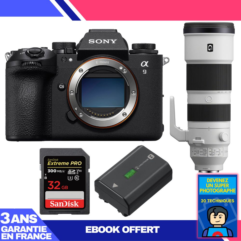 Sony A9 III Camera + FE 200-600mm f/5.6-6.3 G OSS Lens + 1 SanDisk 32GB Extreme PRO UHS-II SDXC Card + 1 Sony NP-FZ100 Battery + Ebook 'Become a Super Photographer'