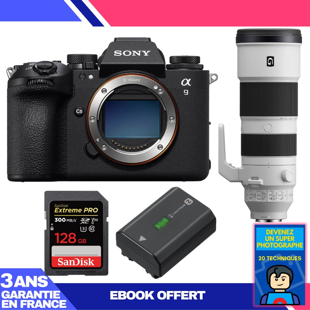 Sony A9 III Camera + FE 200-600mm f/5.6-6.3 G OSS Lens + 1 SanDisk 128GB Extreme PRO UHS-II SDXC Card + 1 Sony NP-FZ100 Battery + 'Become a Super Photographer' Ebook