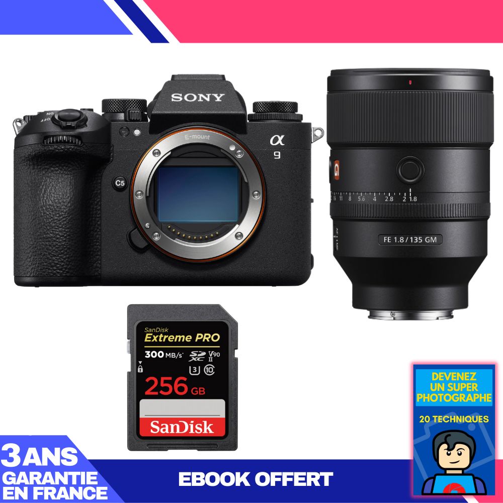 Sony A9 III Camera + FE 135mm f/1.8 GM Lens + 256GB SanDisk Extreme PRO SD Card + 'Become a Super Photographer' Ebook