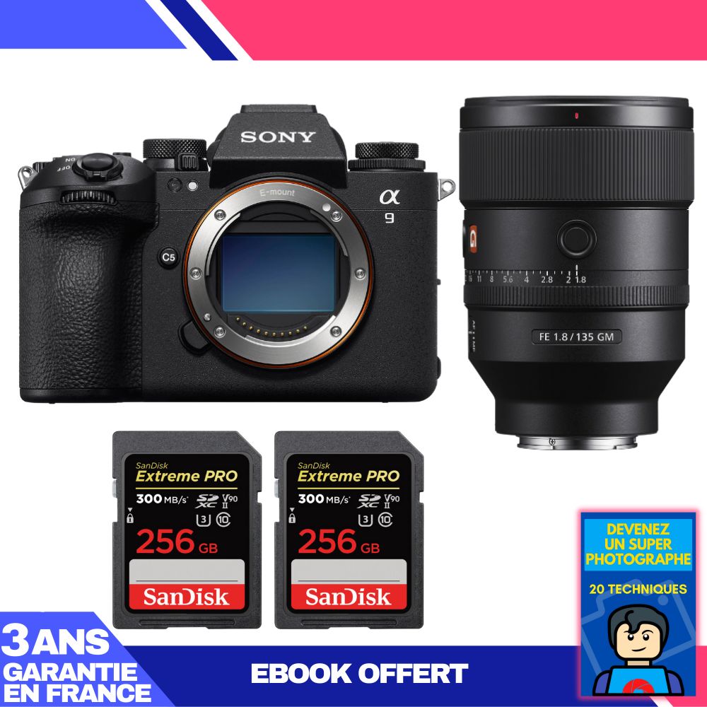 Sony A9 III Body + FE 135mm f/1.8 GM Lens + 2 SanDisk 256GB Extreme PRO UHS-II SDXC Cards + 'Become a Super Photographer' Ebook
