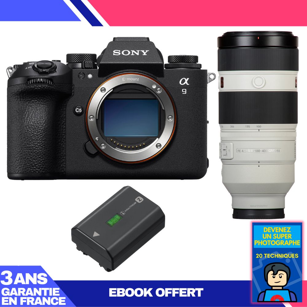 Sony A9 III Camera + FE 100-400mm f/4.5-5.6 GM OSS Lens + Sony NP-FZ100 Battery + 'Become a Super Photographer' Ebook