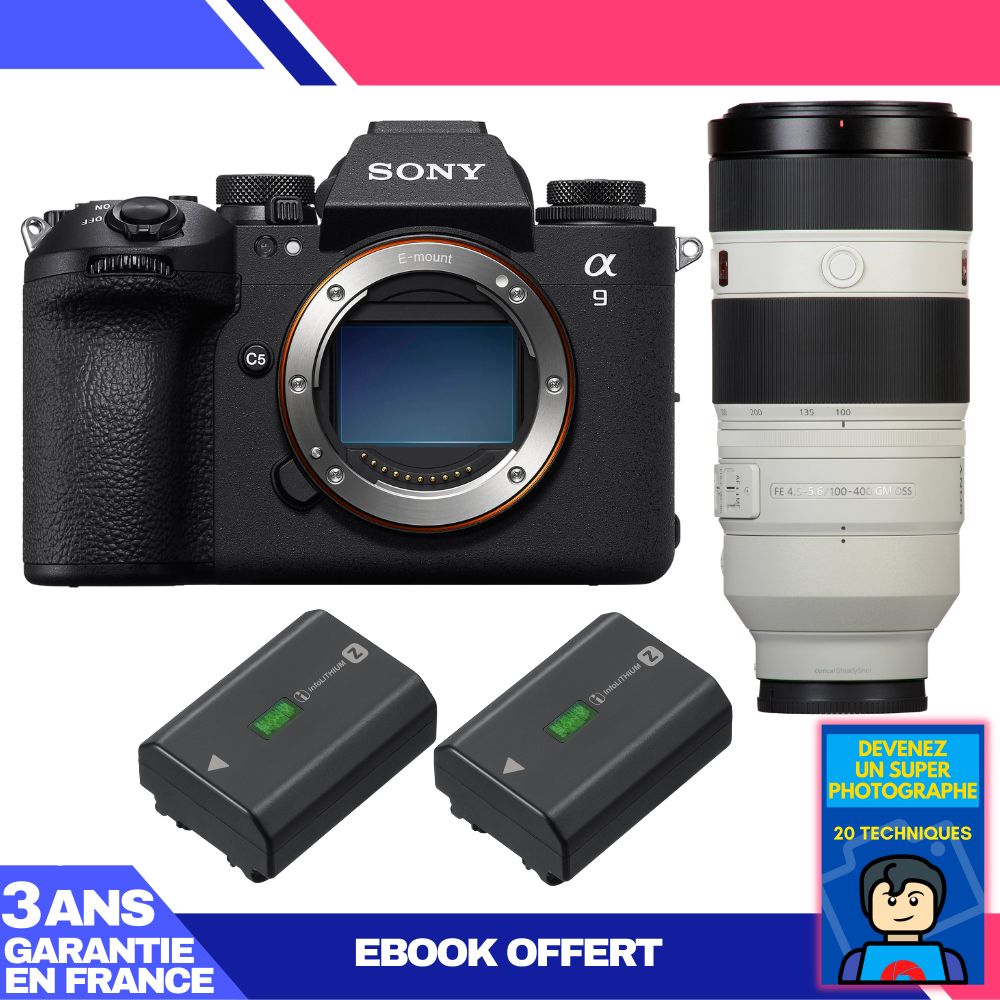 Sony A9 III Camera + FE 100-400mm f/4.5-5.6 GM OSS Lens + 2 Sony NP-FZ100 Batteries + 'Become a Super Photographer' Ebook