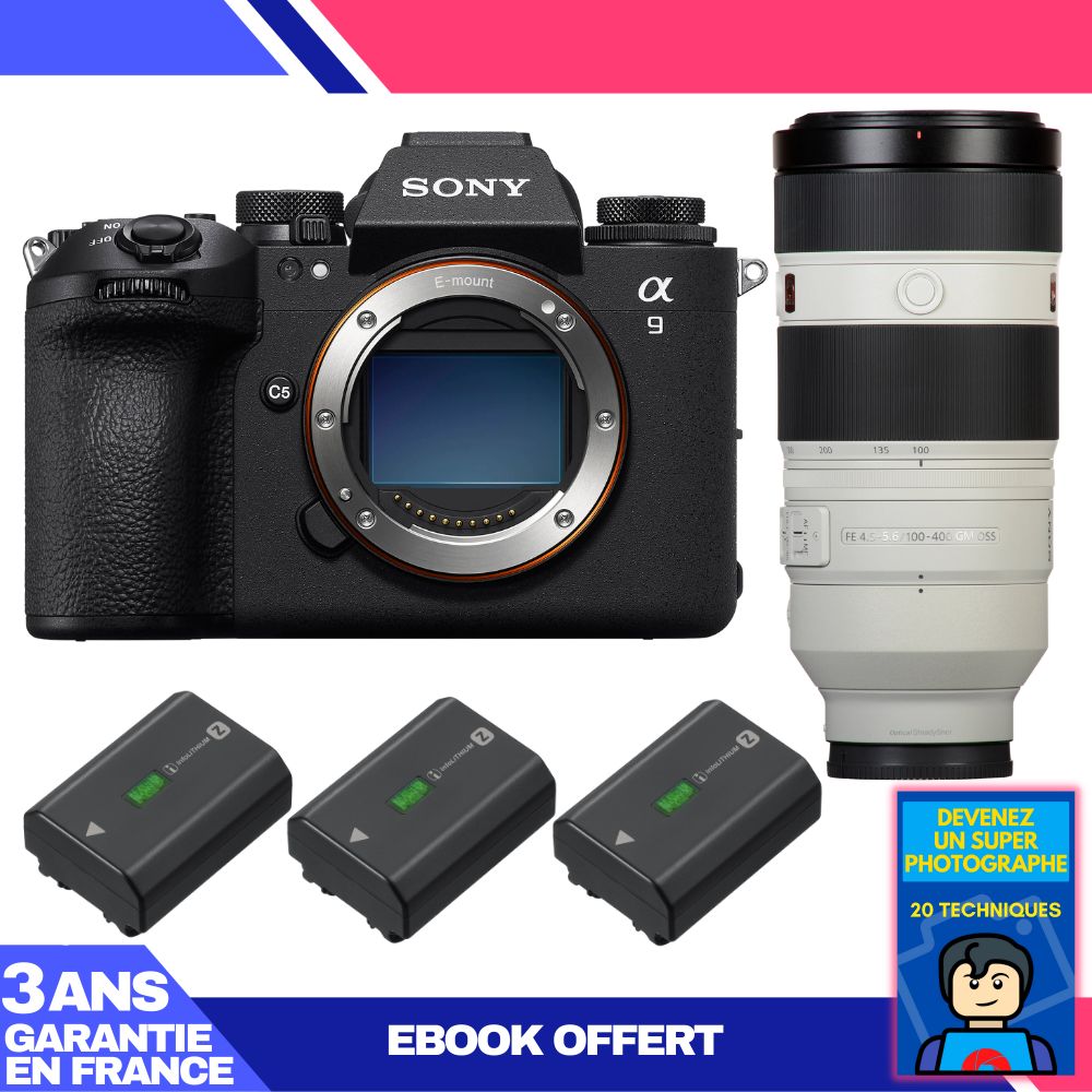 Sony A9 III Camera + FE 100-400mm f/4.5-5.6 GM OSS Lens + 3 Sony NP-FZ100 Batteries + 'Become a Super Photographer' Ebook