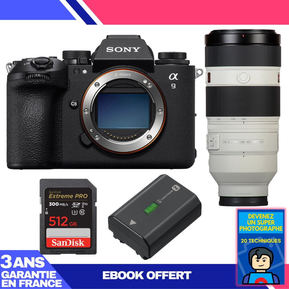 Sony A9 III Camera + FE 100-400mm f/4.5-5.6 GM OSS Lens + 512GB SanDisk Extreme PRO UHS-II SDXC Card + Sony NP-FZ100 Battery + 'Become a Super Photographer' Ebook