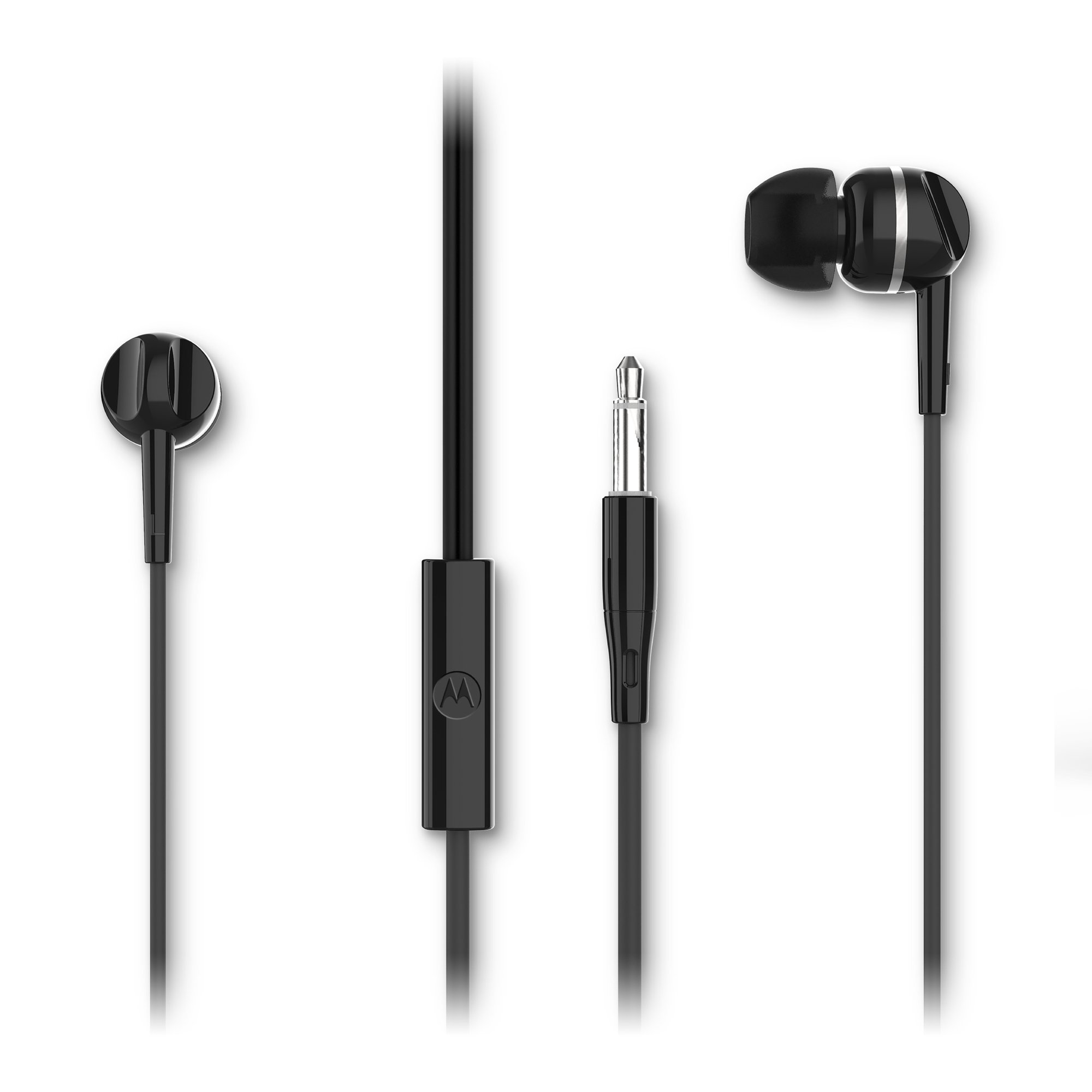 Écouteurs filaires Motorola Sound 105 - 6 embouts en silicone inclus - Microphone intégré - Son cristallin - Noir