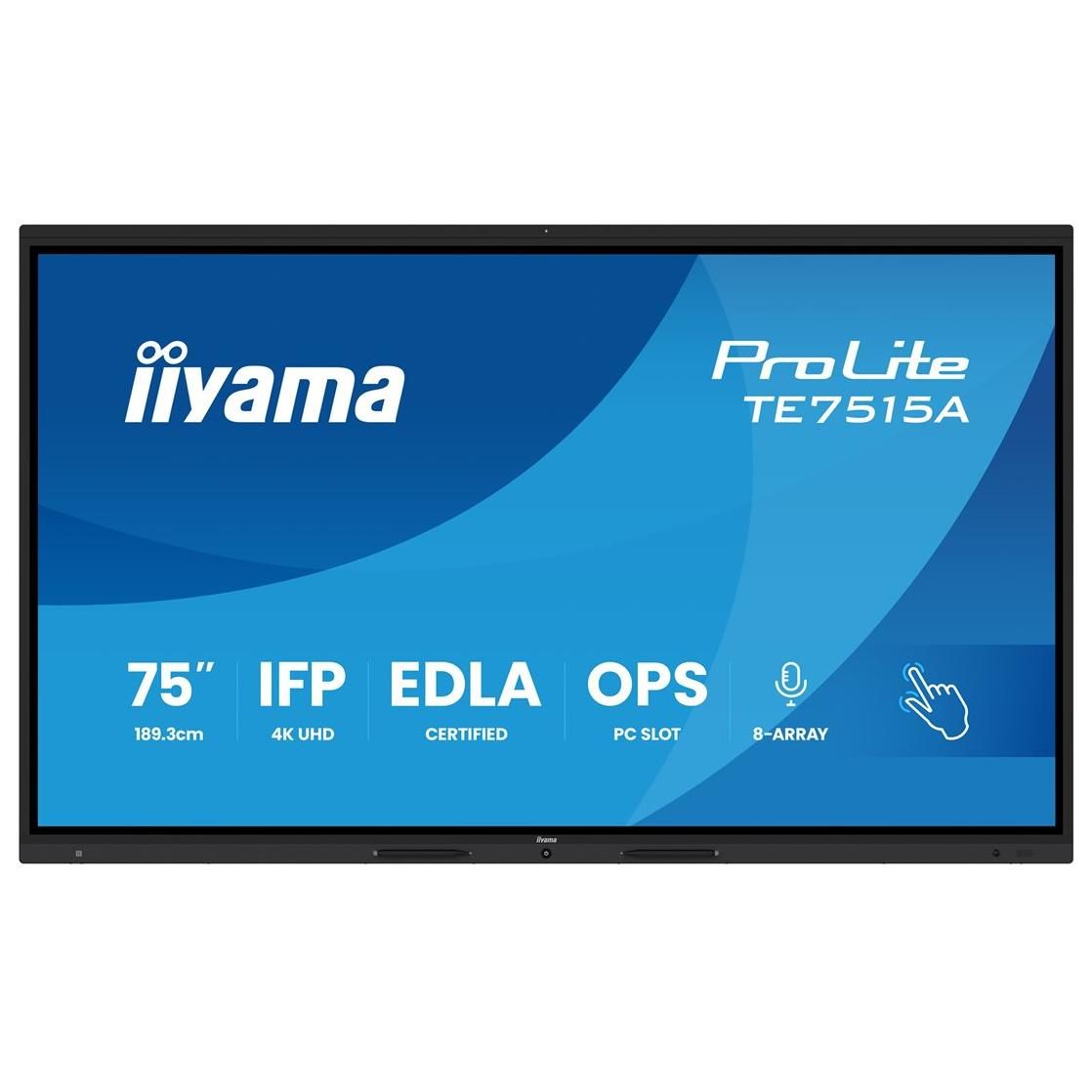 Iiyama ProLite TE7515A-B1AG - 75" LED Backlit LCD Interactive Digital Signage Display with Multi-Touch Screen