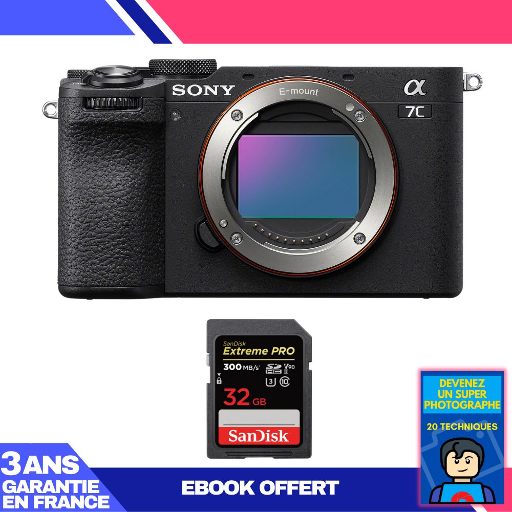 Sony A7C II Black Body + 1 SanDisk 32GB Extreme PRO UHS-II SDXC Card + Ebook 'Become a Master Photographer'