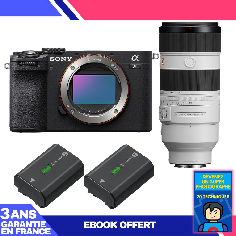 Sony A7C II Negro + Objetivo FE 70-200mm f/2.8 GM OSS II + 2 Baterías Sony NP-FZ100 + Ebook 'Conviértete en un Fotógrafo Profesional'