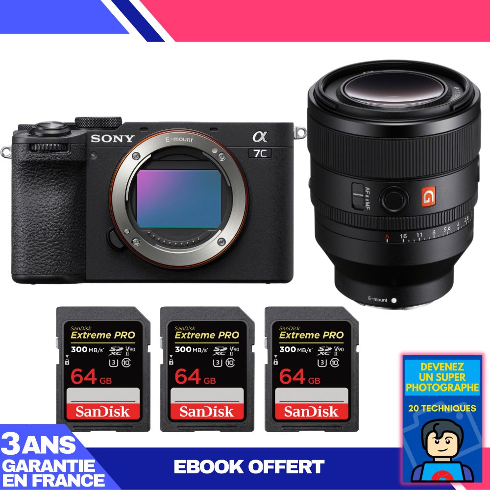 Sony A7C II Black Kit with FE 50mm f/1.2 GM Lens + 3x SanDisk 64GB Extreme PRO UHS-II SDXC Cards
