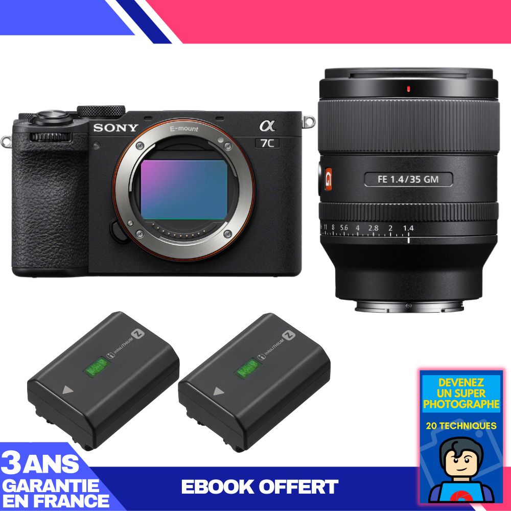 Sony A7C II Black Body + FE 35mm f/1.4 GM Lens + 2 Sony NP-FZ100 Batteries + 'Become a Super Photographer' Ebook