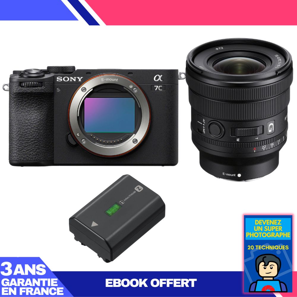 Sony A7C II Black Kit with FE PZ 16-35mm f/4 G Lens + 1 Sony NP-FZ100 + 'Become a Super Photographer' Ebook