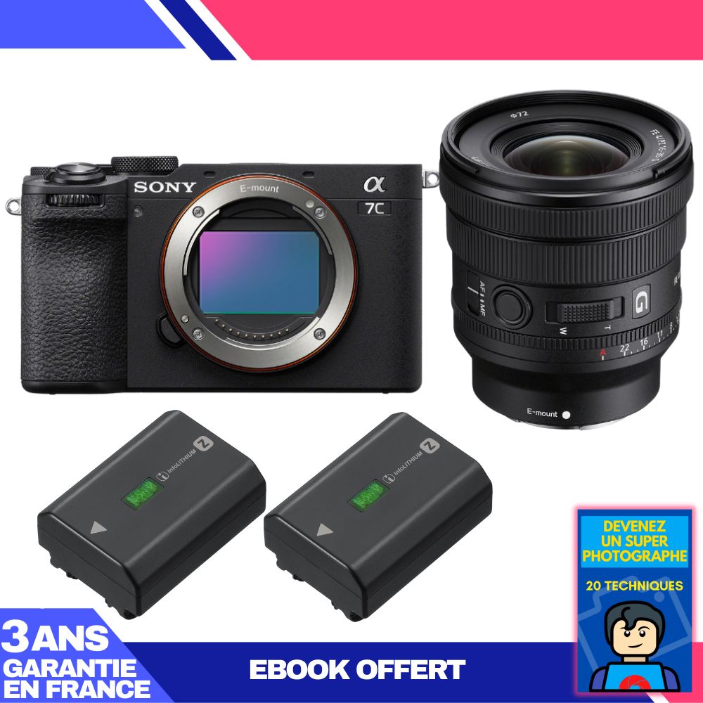 Sony A7C II Black Body + FE PZ 16-35mm f/4 G Lens + 2 Sony NP-FZ100 Batteries + 'Become a Super Photographer' Ebook