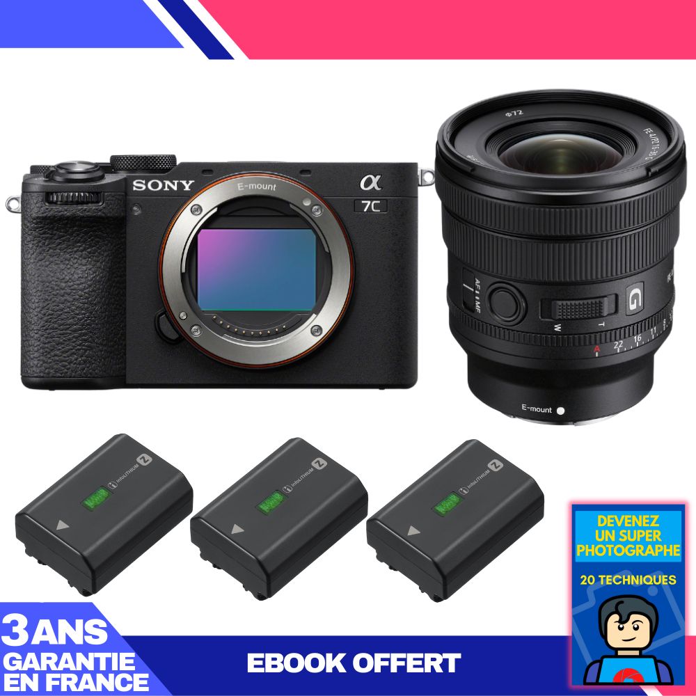 Sony A7C II Black Kit + FE PZ 16-35mm f/4 G Lens + 3 Sony NP-FZ100 + 'Become a Super Photographer' Ebook