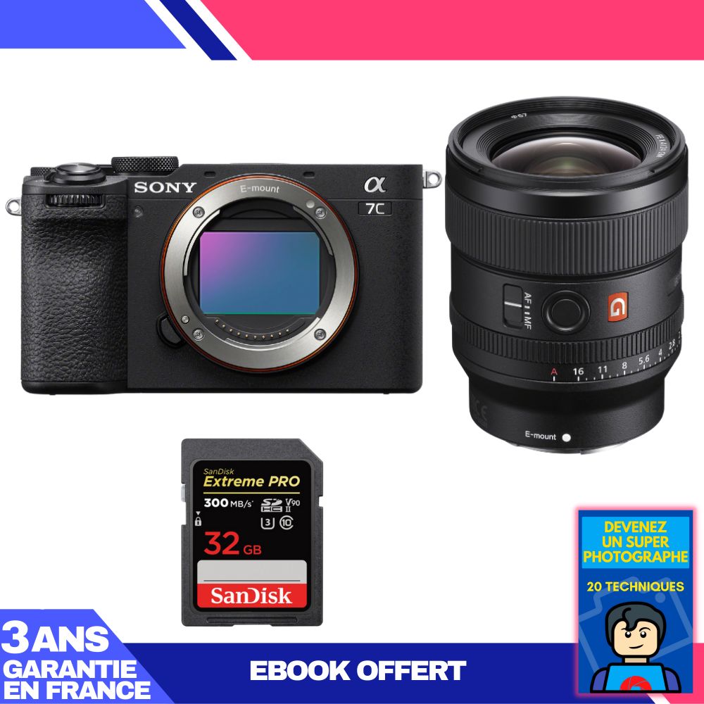 Sony A7C II Black + FE 24mm f/1.4 GM + 1 SanDisk 32GB Extreme PRO UHS-II SDXC Card + 'Become a Master Photographer' Ebook