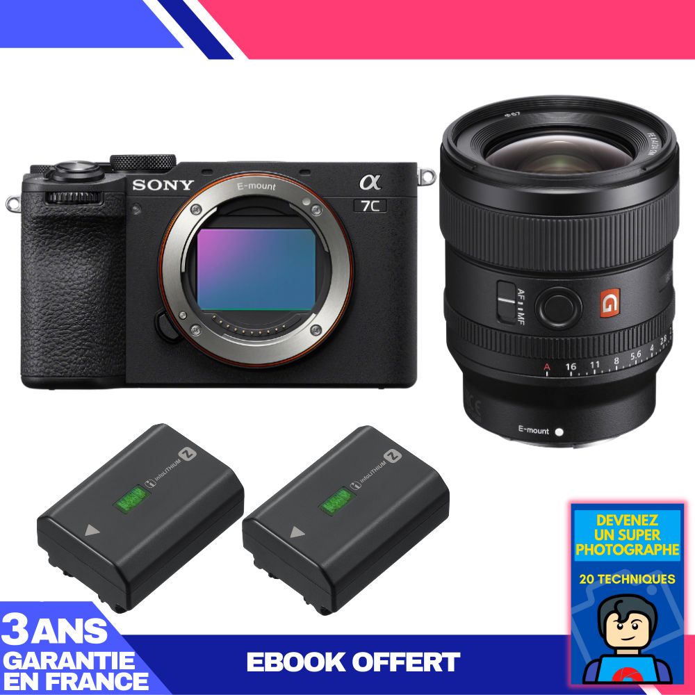 Sony A7C II Black Kit with FE 24mm f/1.4 GM + 2 Sony NP-FZ100 + Ebook 'Become a Super Photographer'
