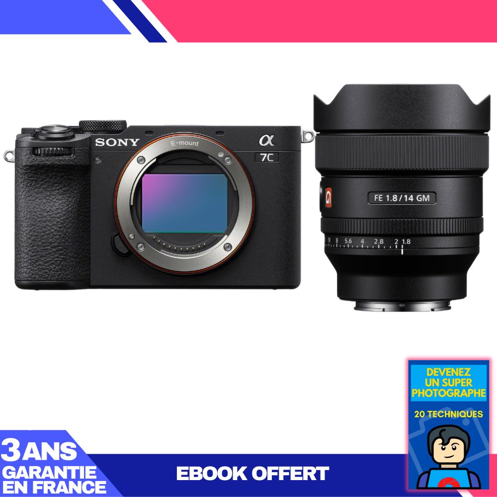 Sony A7C II Black Kit with FE 14mm f/1.8 GM Lens + 'Become a Super Photographer' Ebook