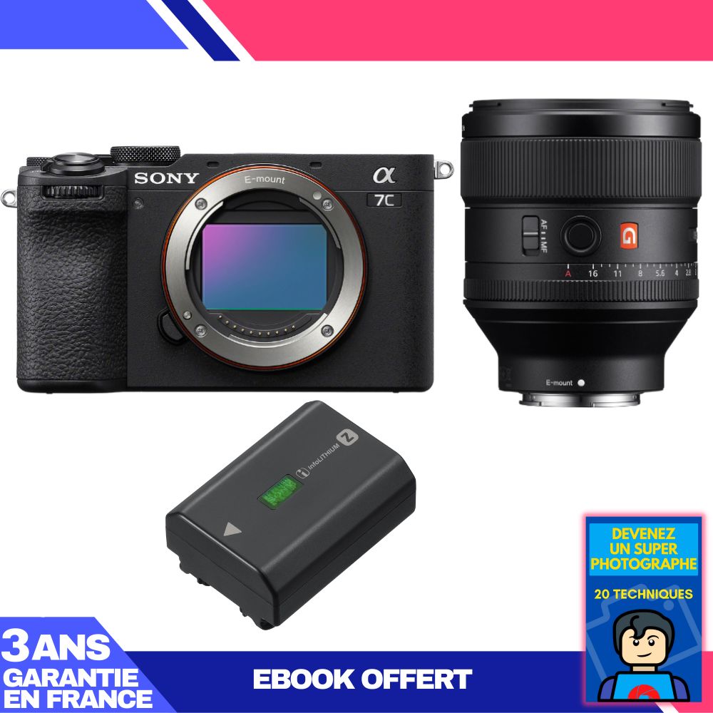 Sony A7C II Black Kit + FE 85mm f/1.4 GM Lens + 1 Sony NP-FZ100 + 'Become a Super Photographer' Ebook