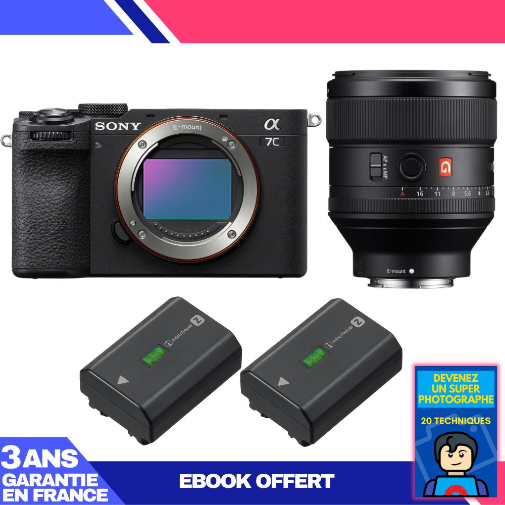 Sony A7C II Black + FE 85mm f/1.4 GM Lens + 2 Sony NP-FZ100 Batteries + 'Become a Super Photographer' Ebook