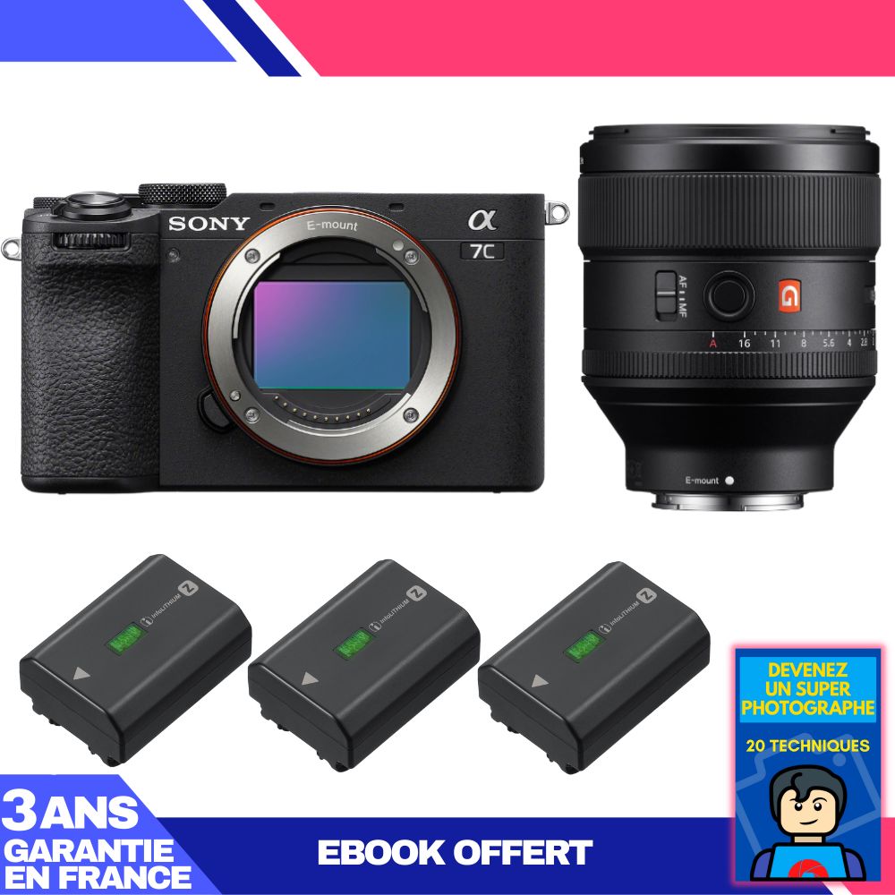 Sony A7C II Black + FE 85mm f/1.4 GM Lens + 3 Sony NP-FZ100 Batteries + 'Become a Super Photographer' Ebook